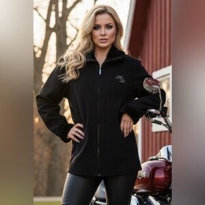 Women’s Harley Davidson Faux Fur & Suede Black Full Zip Embroidered Jacket-2XL